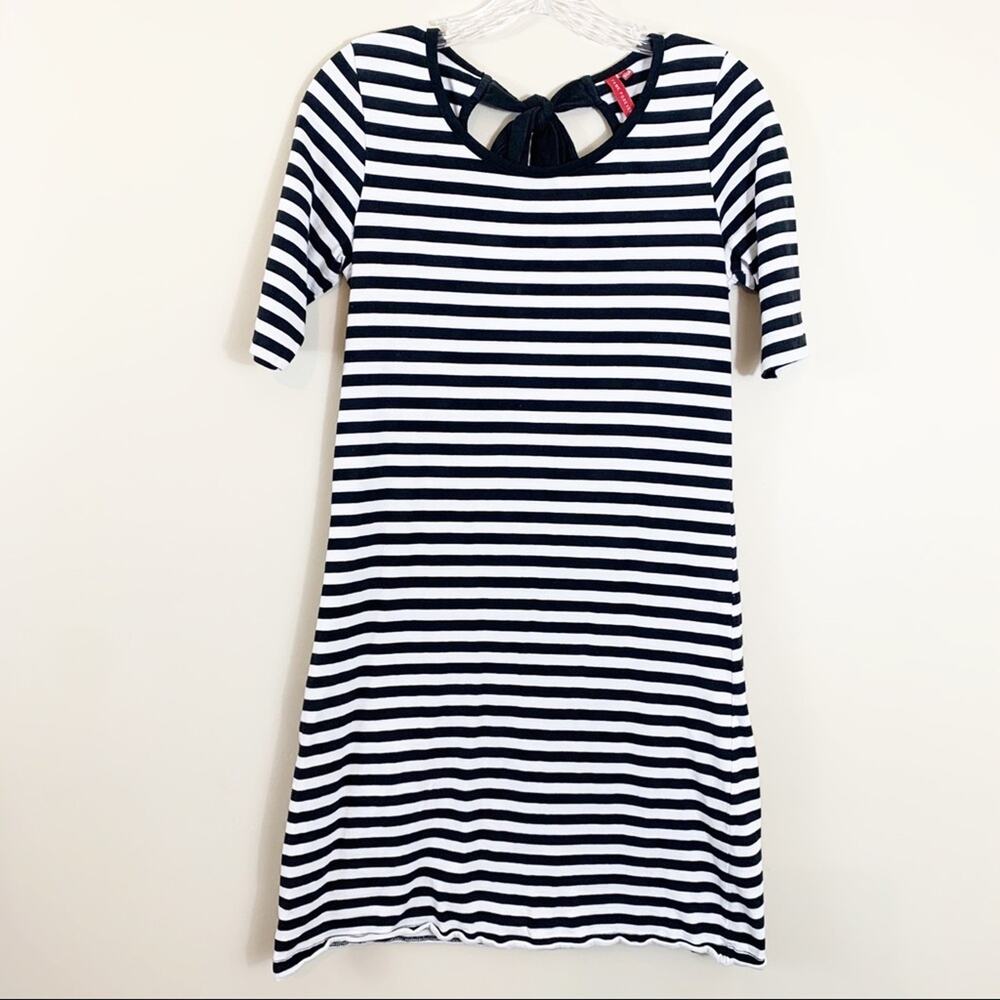 Fame Forever Black/White Striped  T-Shirt Dress